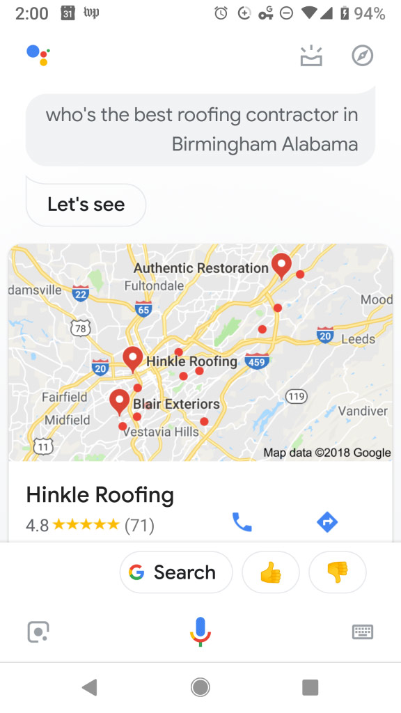 Hinkle Roofing on Google Assistant Hinkle Roofing on Google Assistant