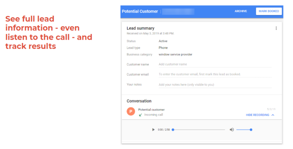 Google Local Services Ads Leads Summary