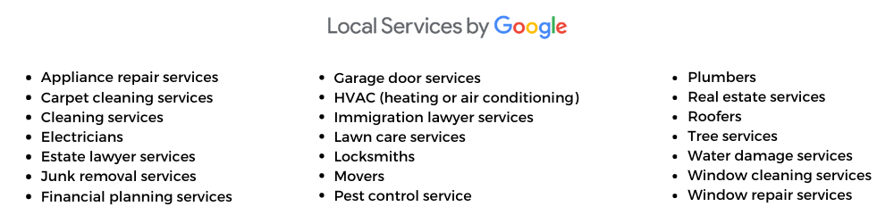google local services industries