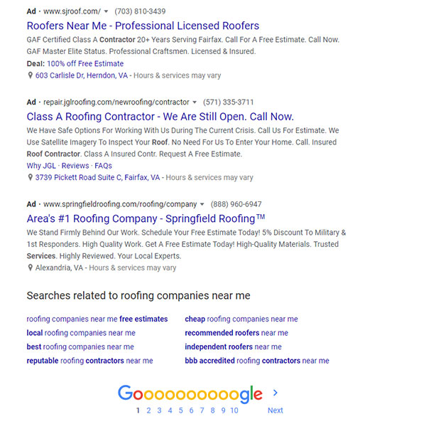 Google Search Google Ads placement