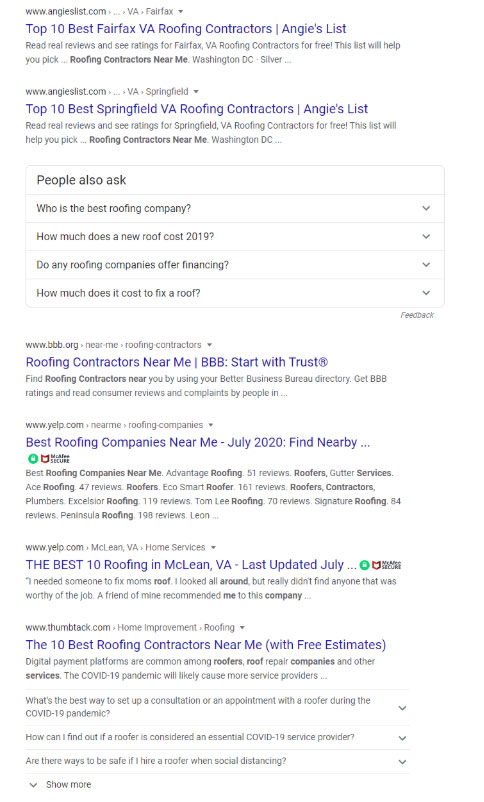 Google Search organic listings